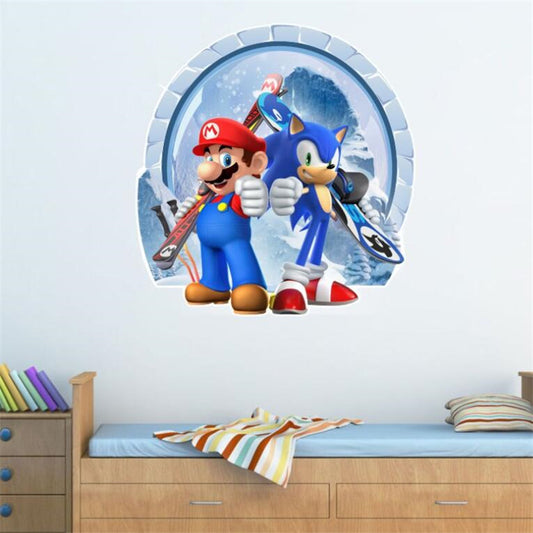 Pegatina de pared de personajes de Nintendo vs. Sega