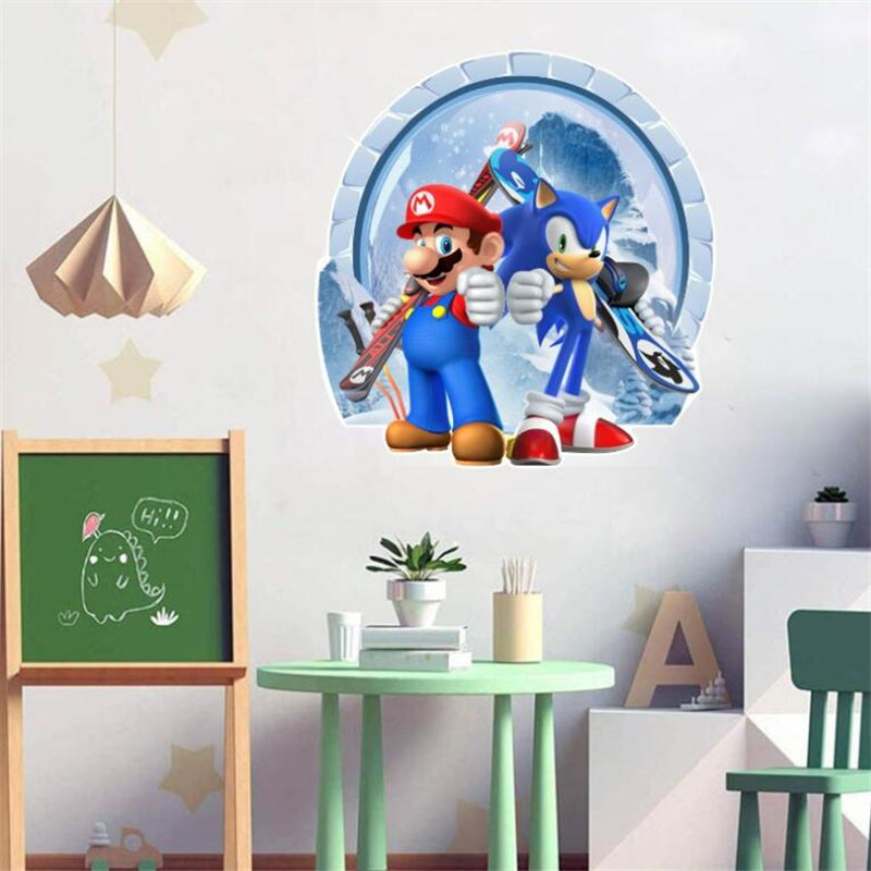 Pegatina de pared de personajes de Nintendo vs. Sega