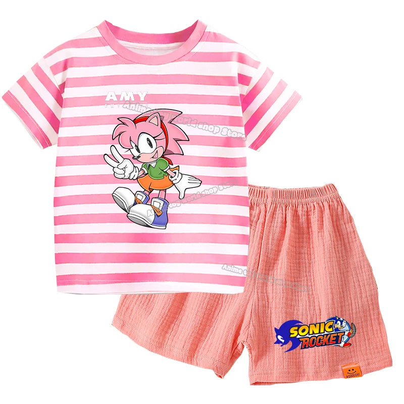 Pyjama Enfant Short T-Shirt Sonic - Amy Rose