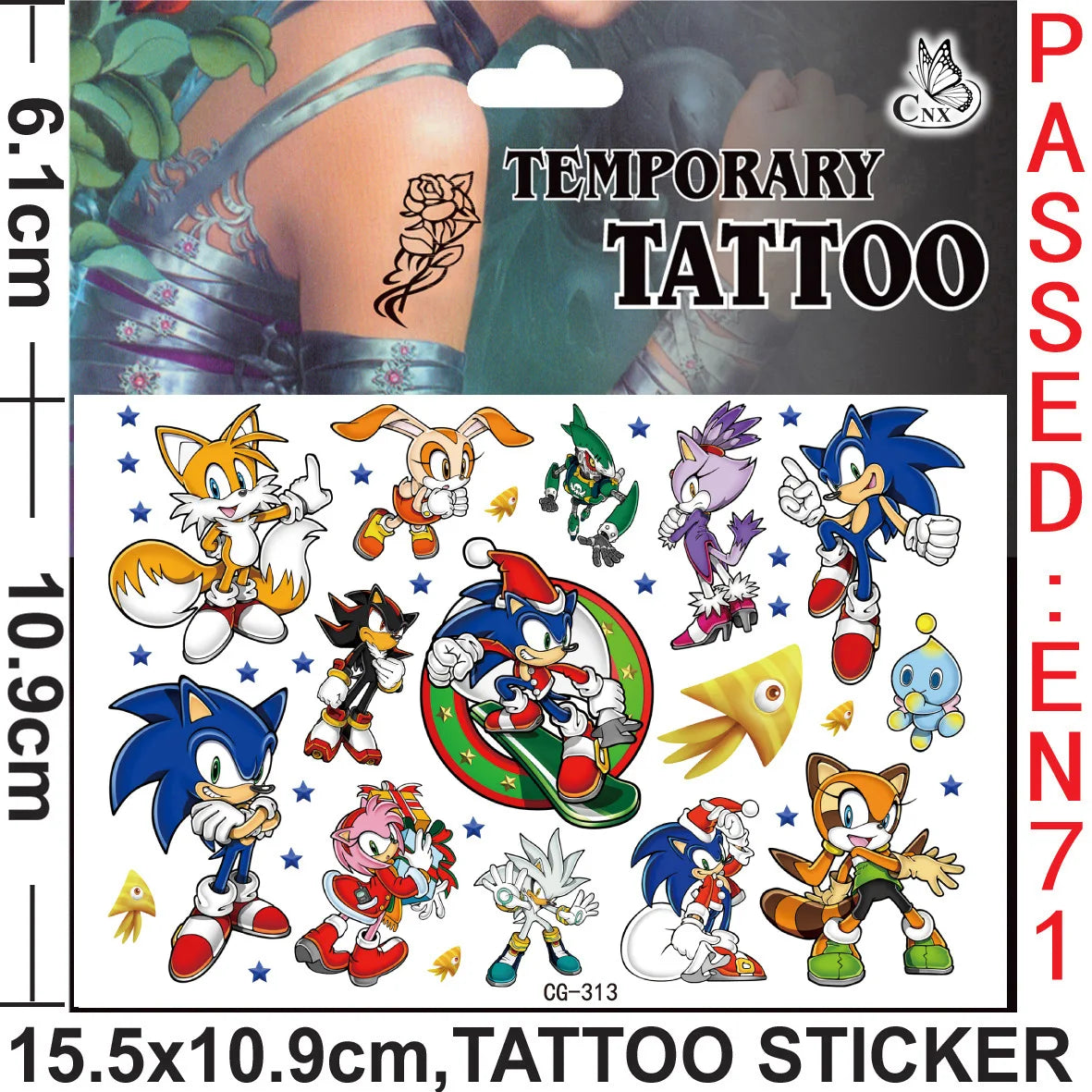 Tatouages Ephemeres Sonic