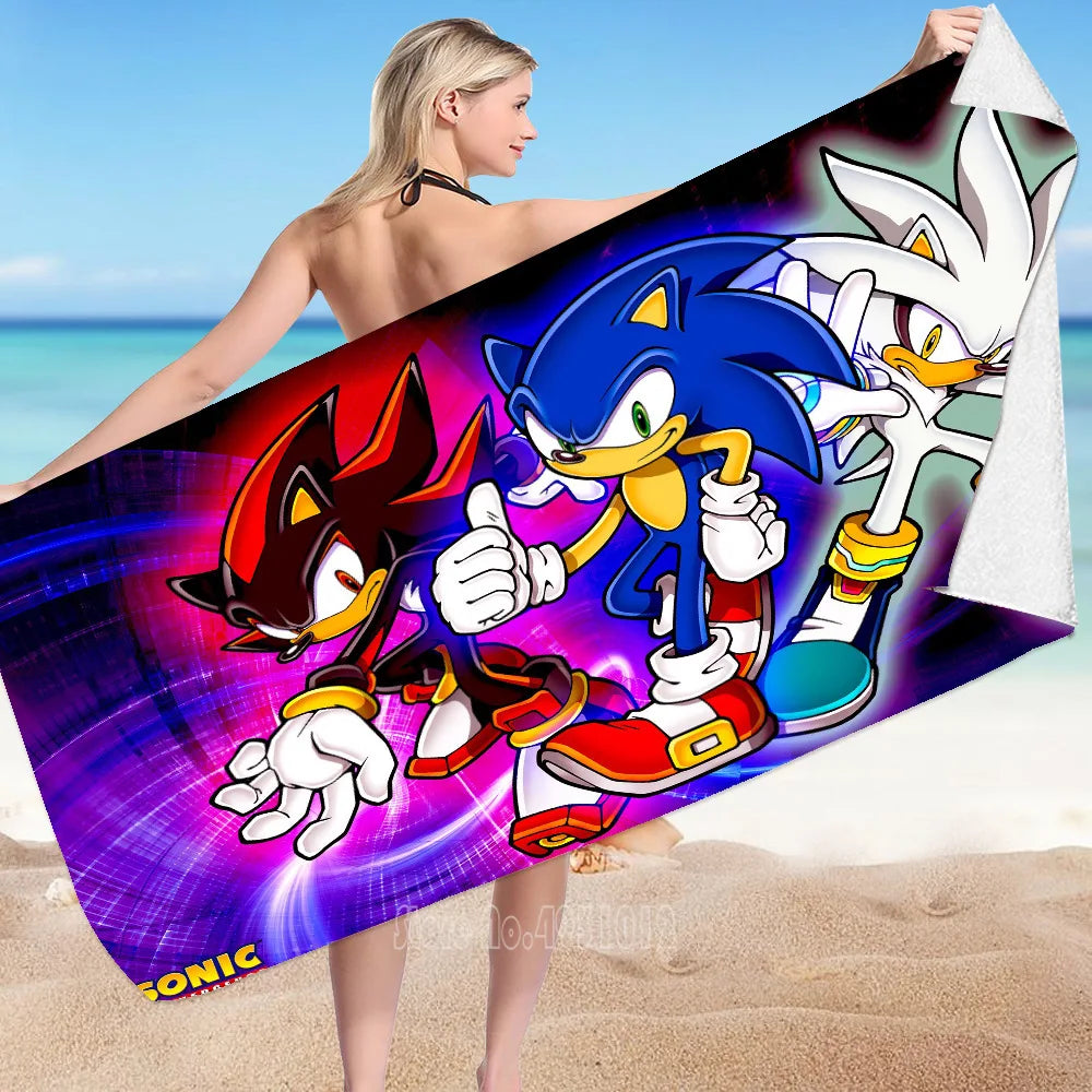Serviette de Plage Sonic - Trio Sonic Shadow & Silver