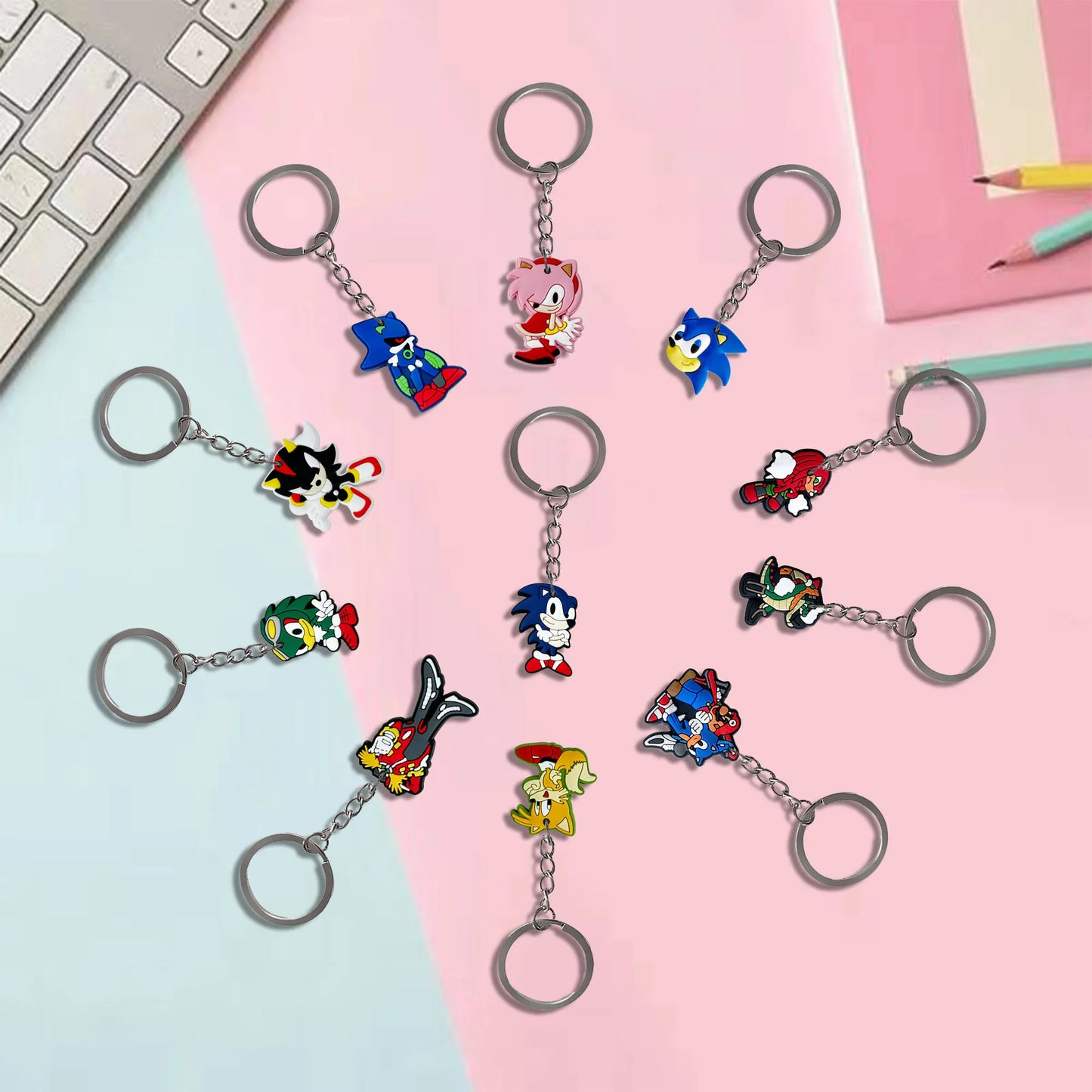 Lot de 10 Porte-Clés Sonic The Hedgehog