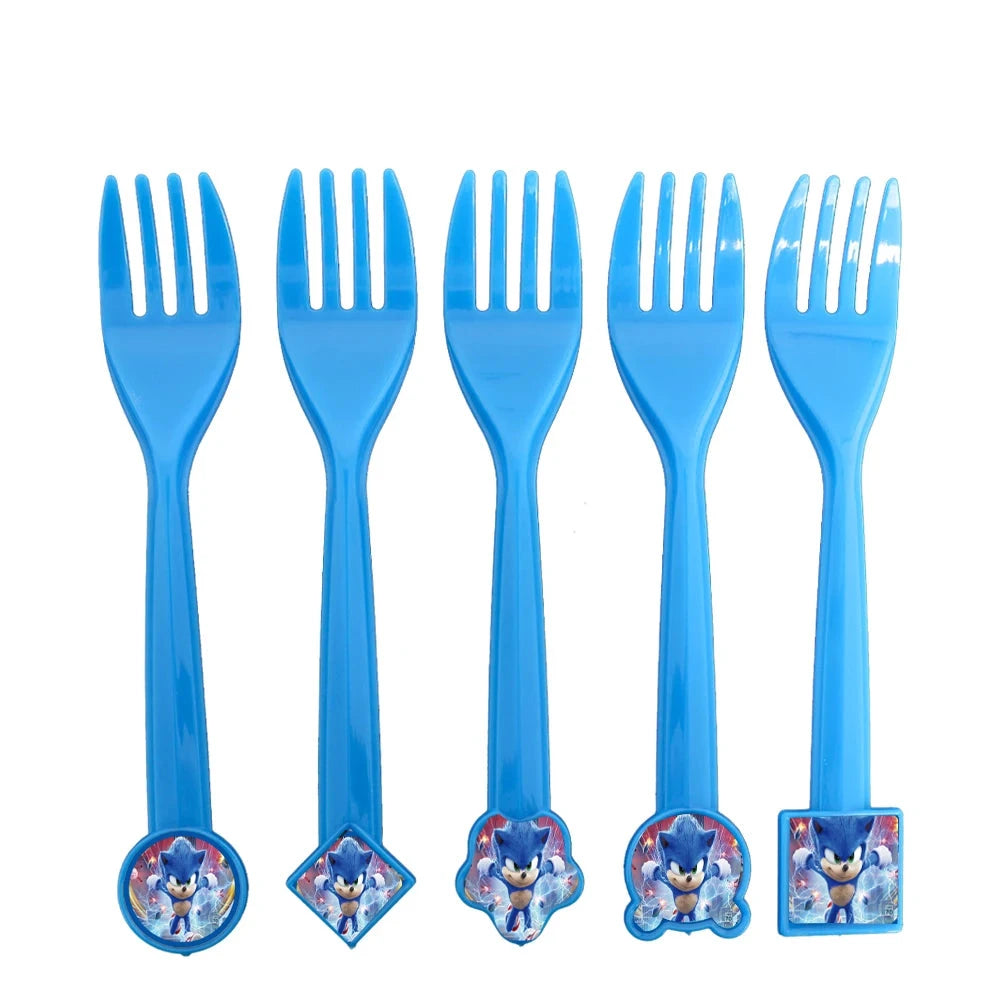 Fourchette Jetable Fête d'Anniversaire Sonic