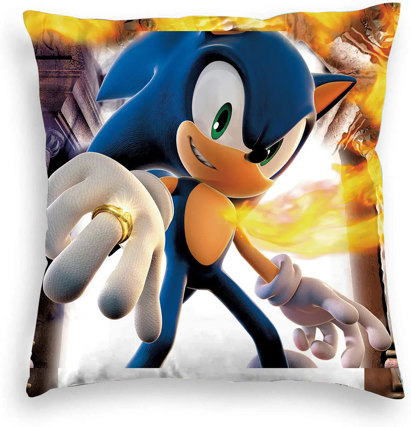 Housse de Coussin Sonic Anneau de Feu