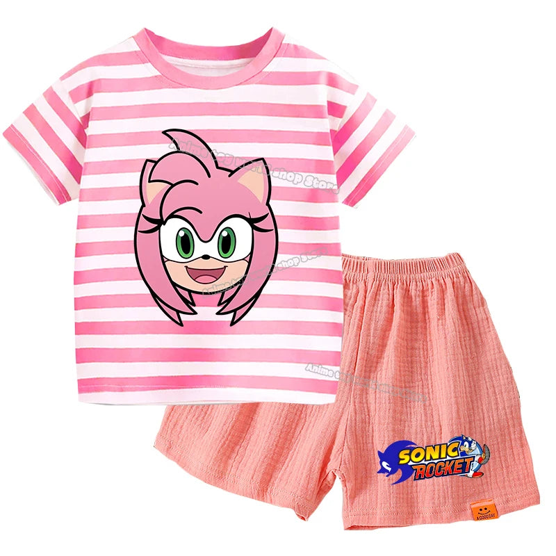 Pyjama Enfant Short T-Shirt Sonic - Tête de Amy