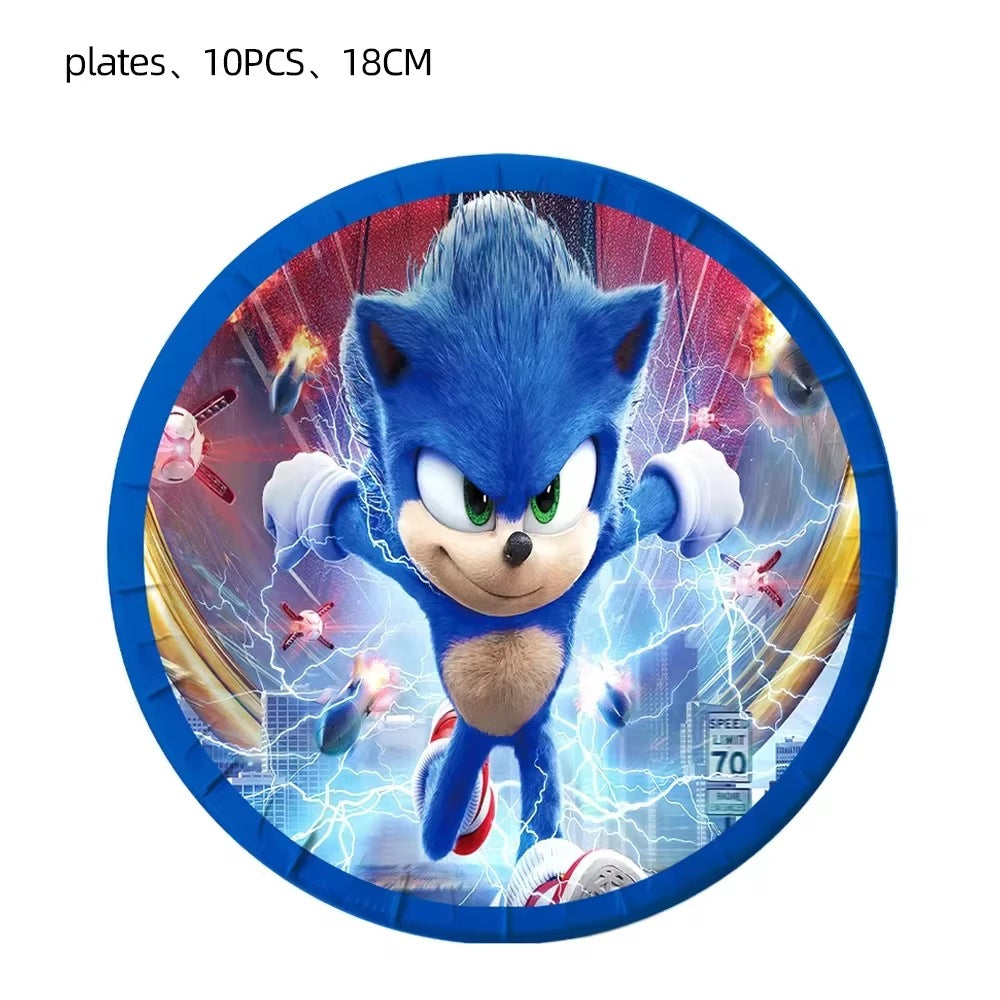 Assiettes Anniversaire Sonic 18 cm - Lot de 10