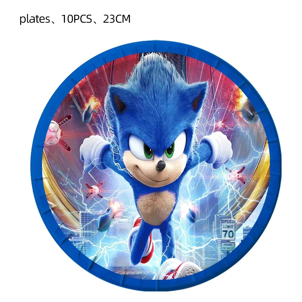 Assiettes Anniversaire Sonic 23 cm - Lot de 10