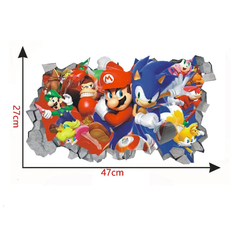 Sticker Mural Personnages Nintendo vs Sega