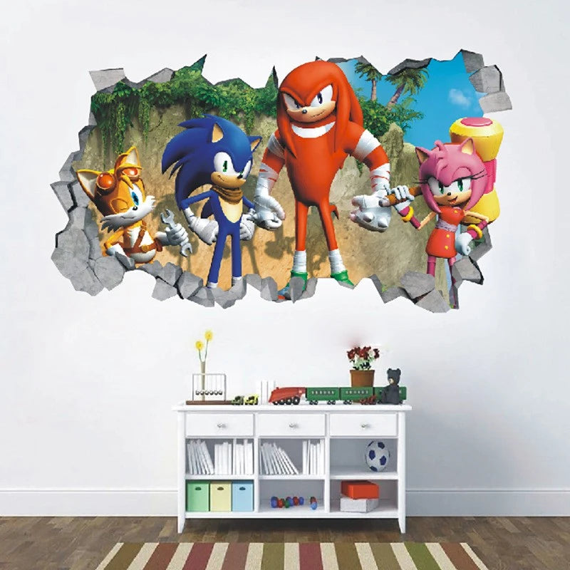 Sticker Mural Sonic - Sonic Knuckles Tails et Amy