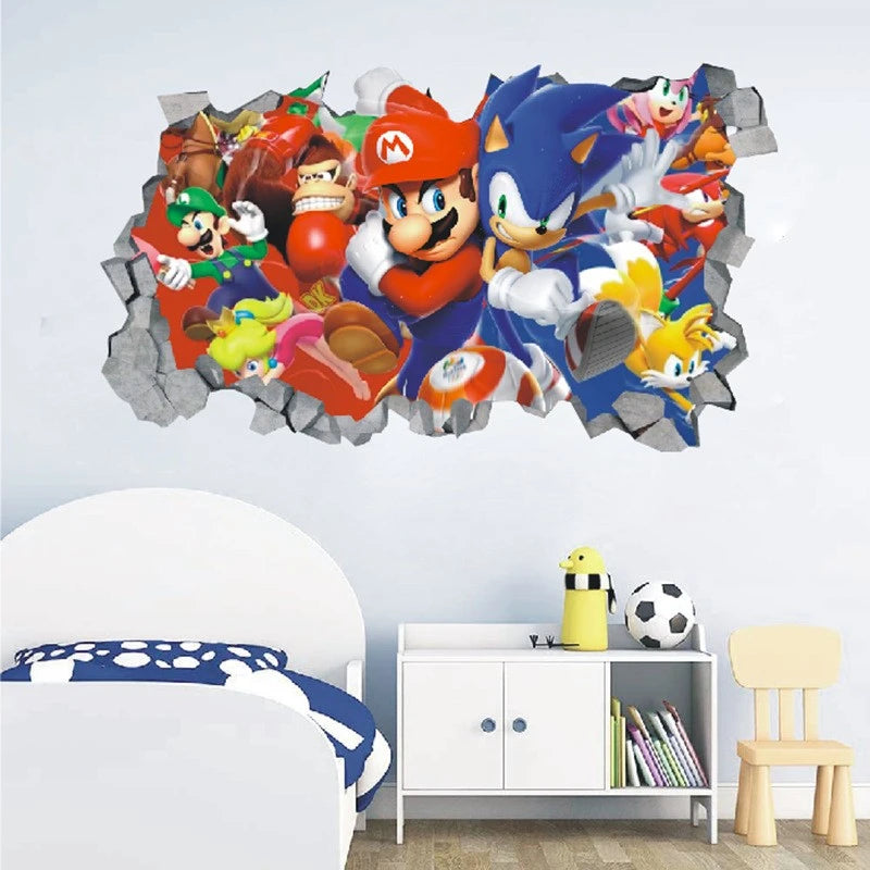 Sticker Mural Personnages Nintendo vs Sega