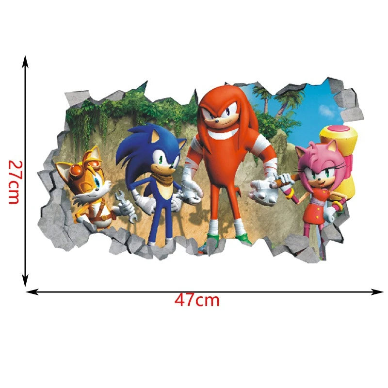 Sticker Mural Sonic - Sonic Knuckles Tails et Amy