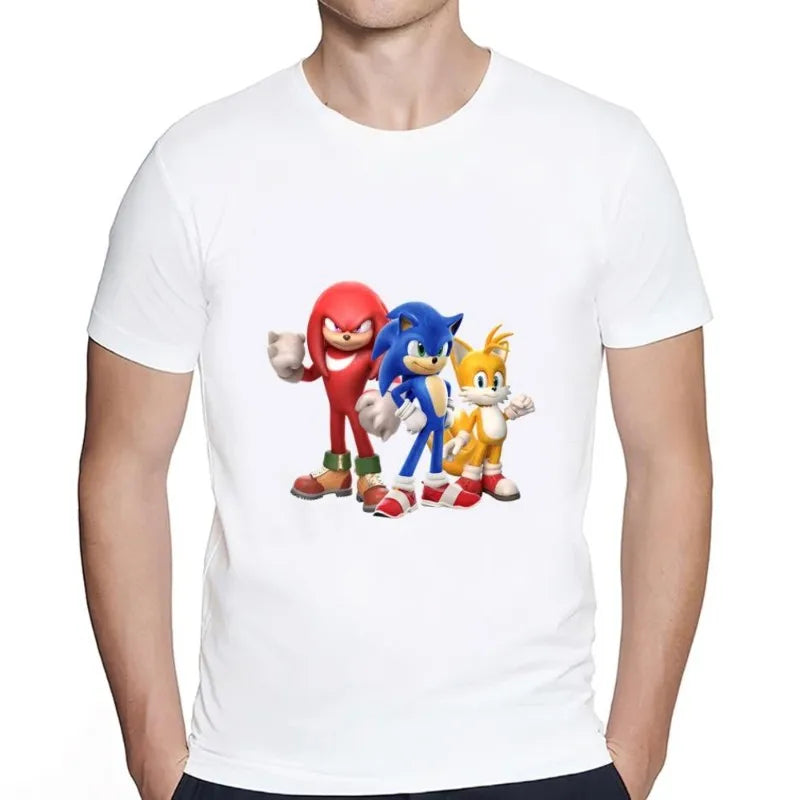 T-Shirt Sonic - Sonic Tails & Knuckles Blanc