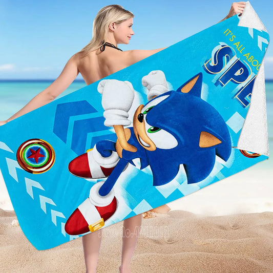 Serviette de Plage Sonic l'Herisson Bleu 75x150cm