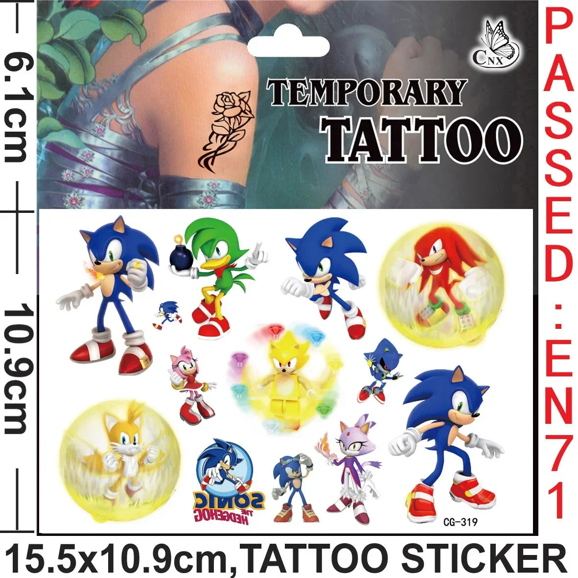 Planche de Tatouages Éphémères Sonic - Sonic et Jet