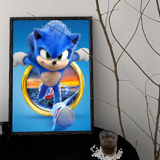 Poster Sonic Passe à Travers un Anneau