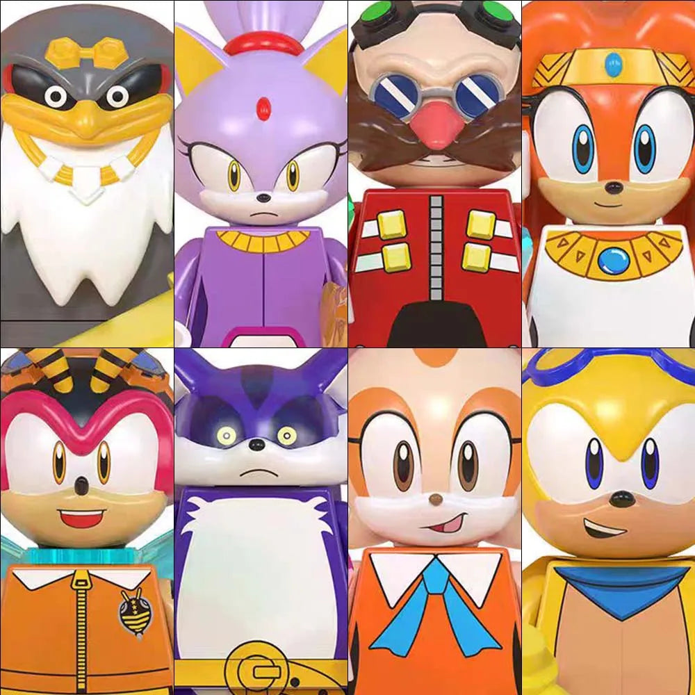 Lot de 8 Minifigurines Sonic - Cream, Big, Charmy et Blaze