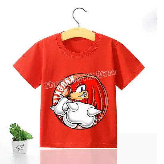 T-Shirt Sonic Enfant Rouge - Knuckles The Echidna
