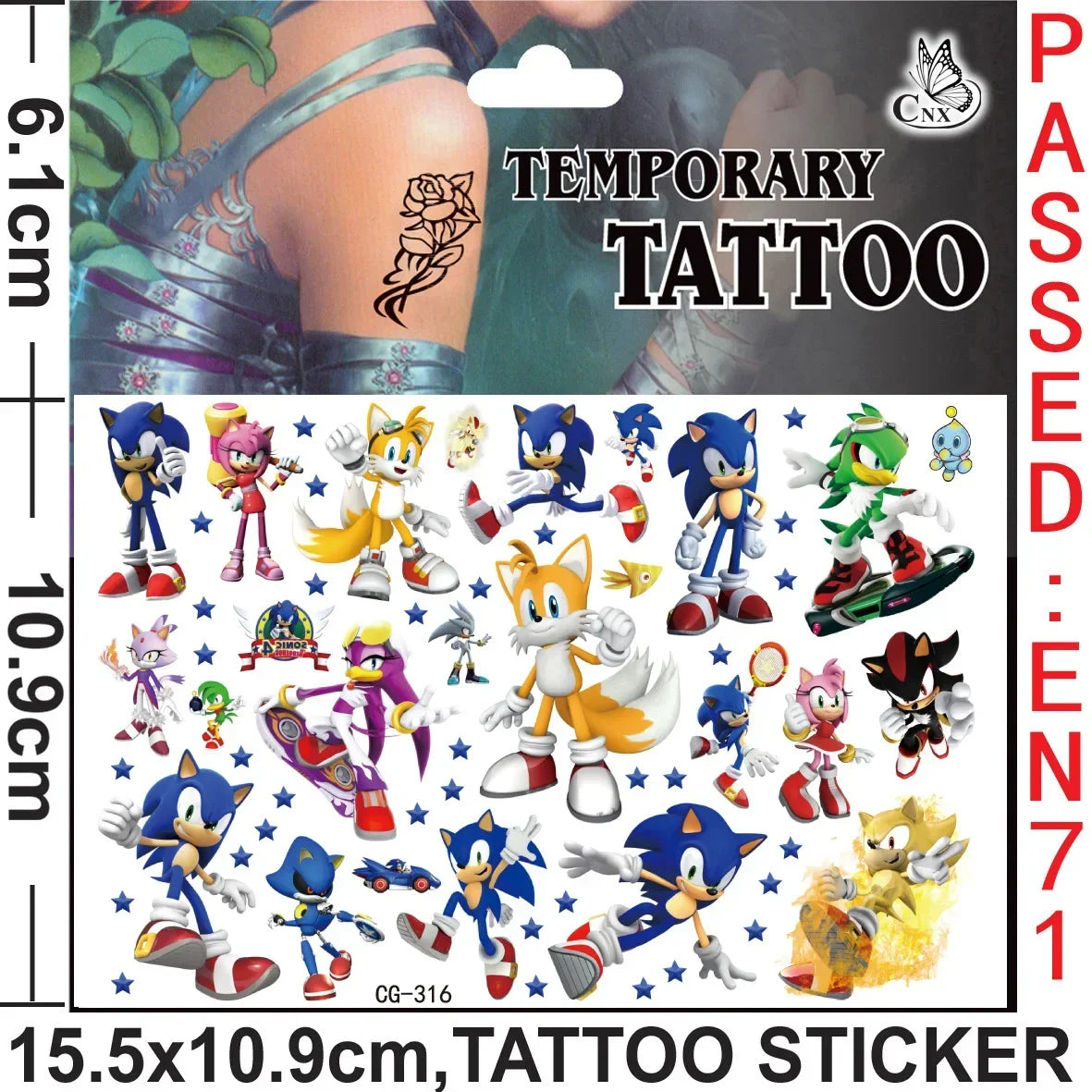 Planche de Tatouages Éphémères Sonic - Tails et Knuckles