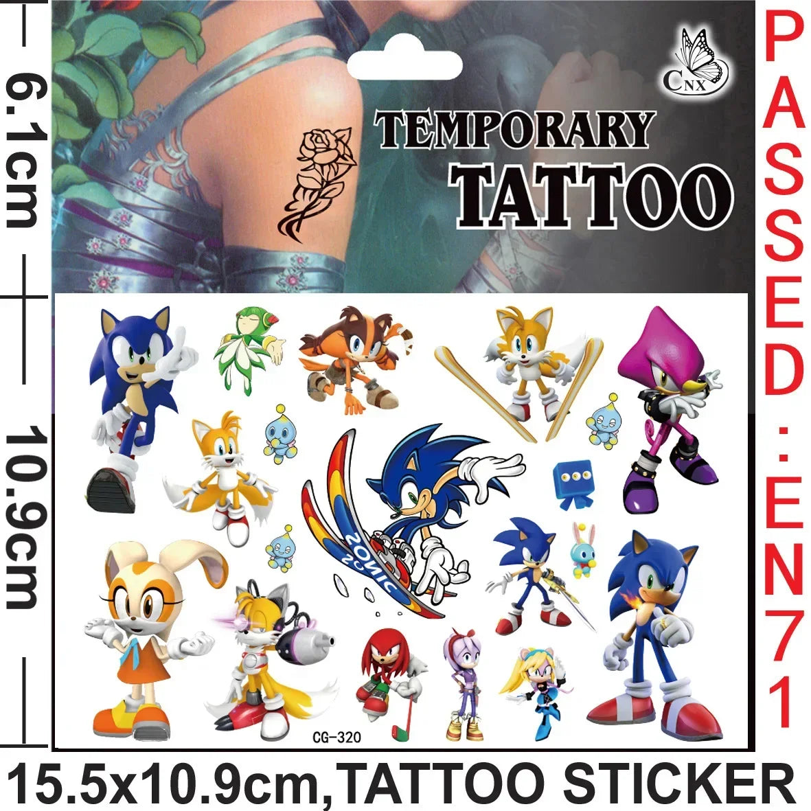 Planche de Tatouages Éphémères Sonic - Sonic et Tails