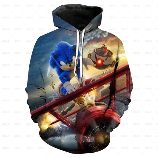 Pull à Capuche Sonic - Dr Eggman en Vaisseau "Egg Mobile"