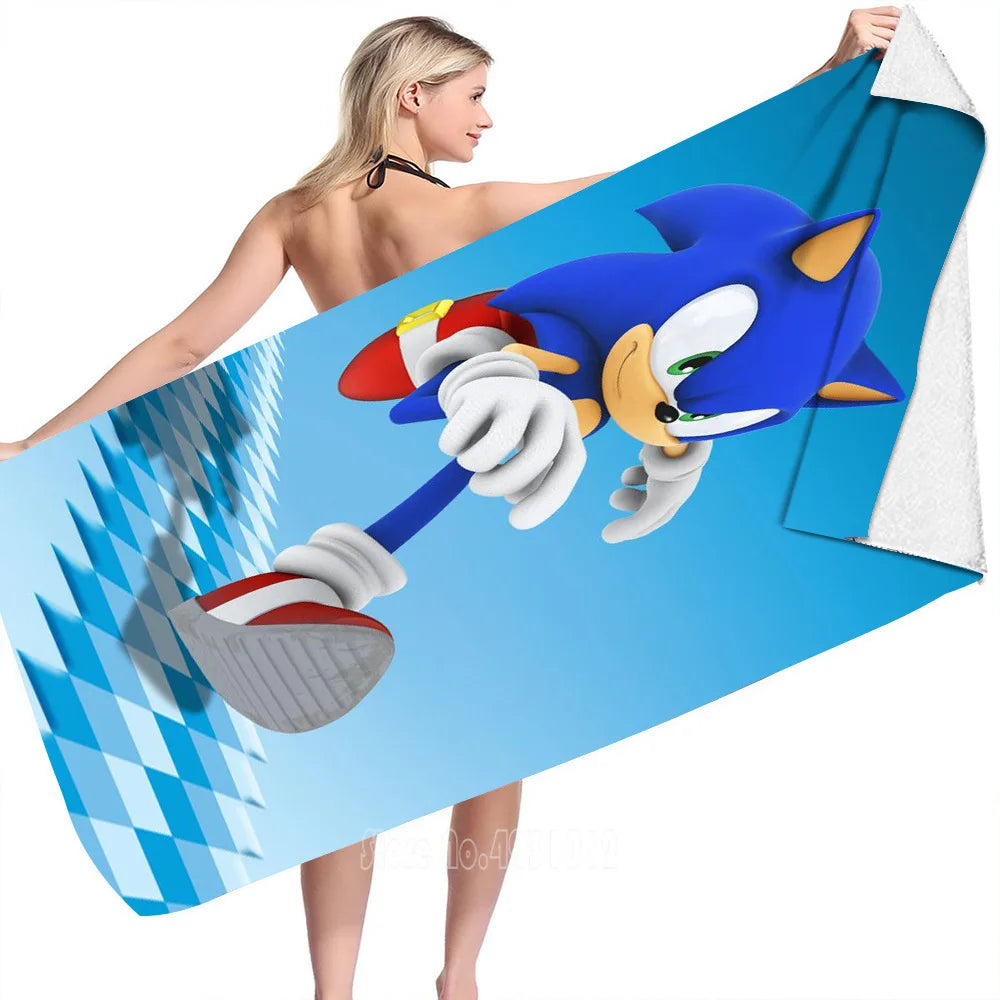 Serviette de Plage Sonic dans une Simulation Virtuelle 75x150cm