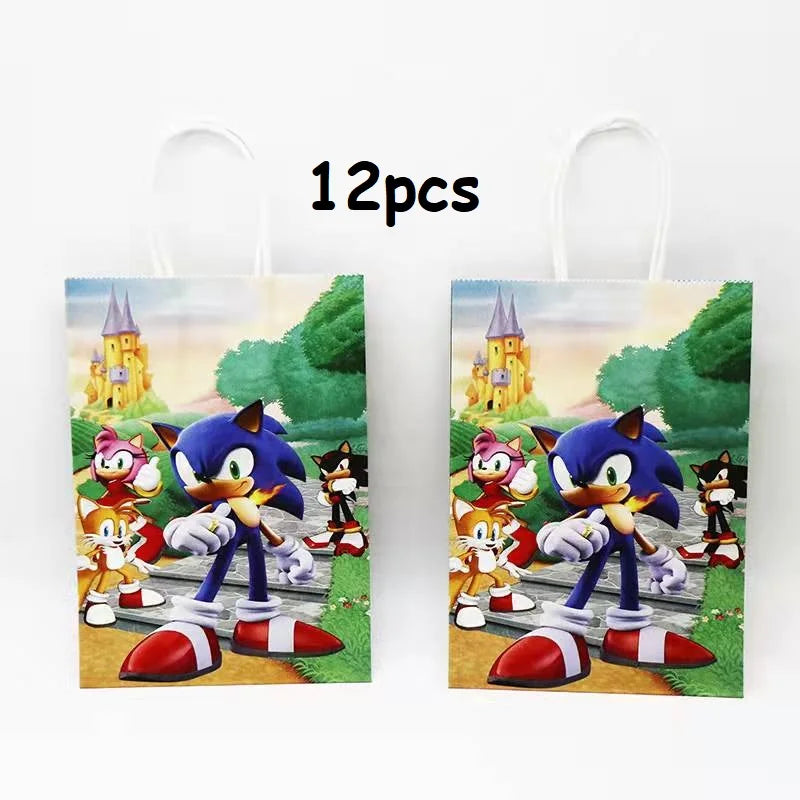 Sachet en Papier Fête d'Anniversaire Sonic 12pcs