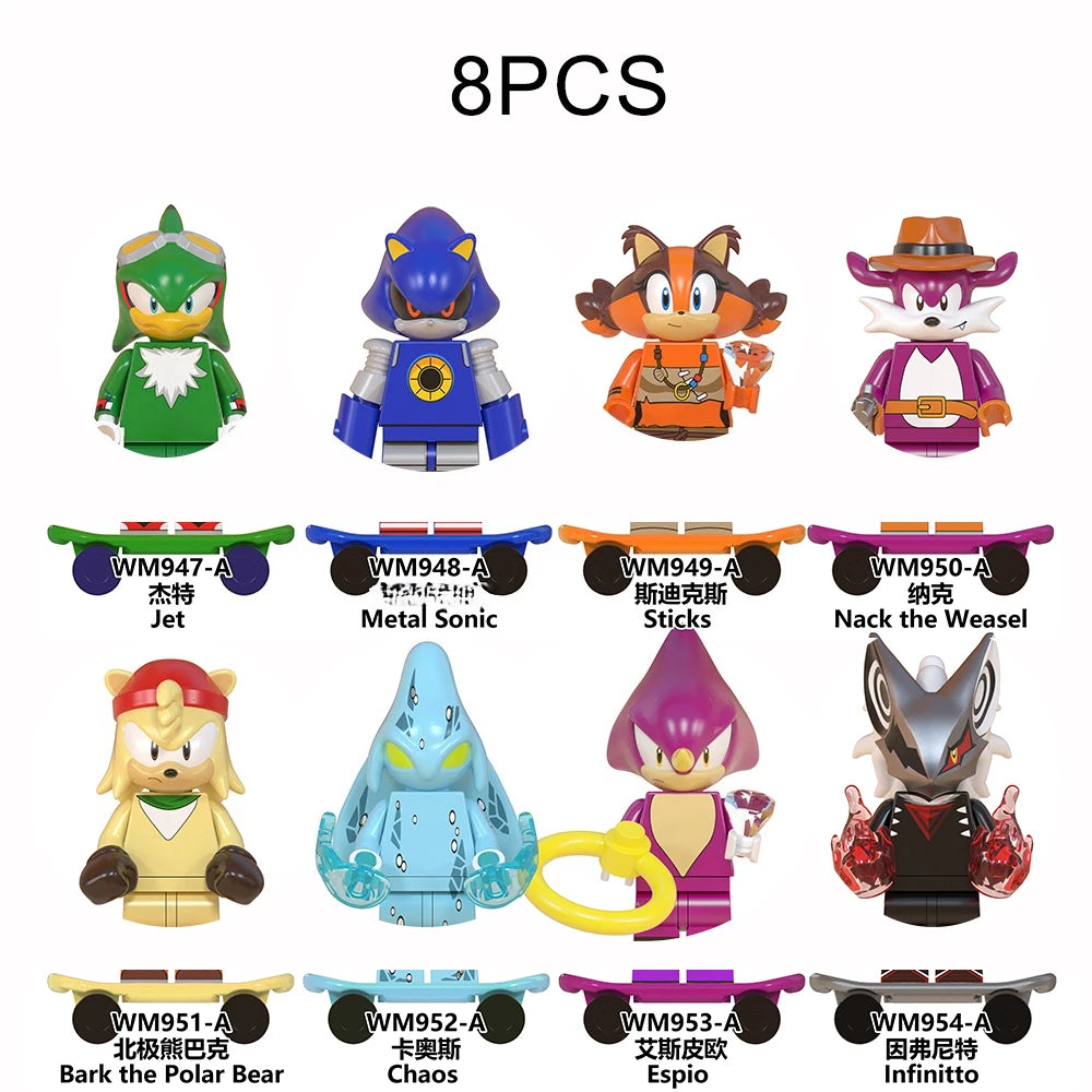 Lot de 8 Minifigurines Sonic - Les Introuvables