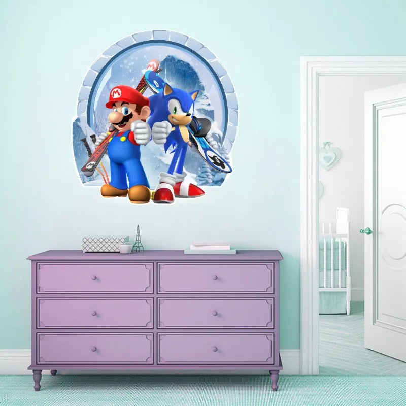 Sticker Mural Sonic et Mario