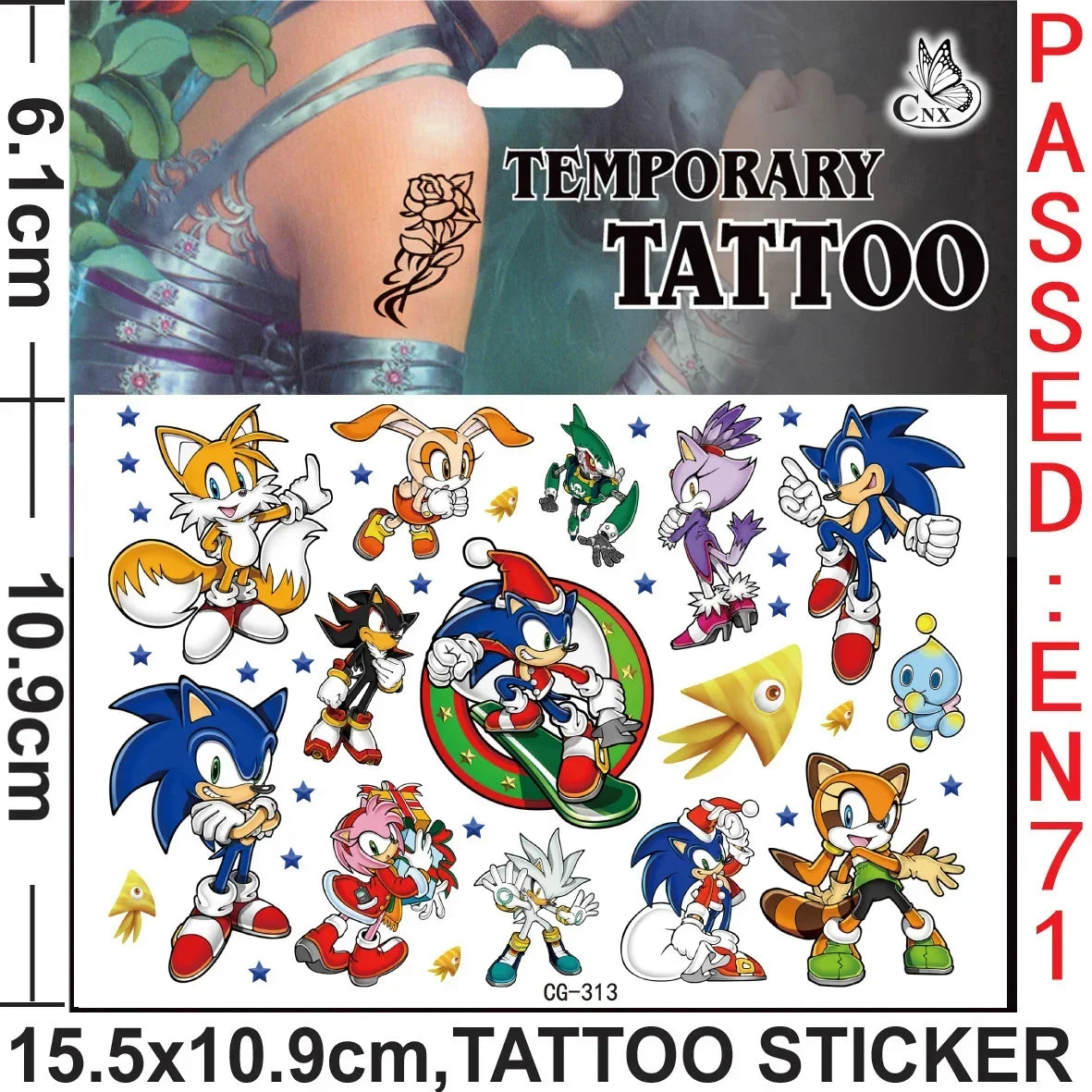 Planche de Tatouages Éphémères Sonic - Sonic et ses amis