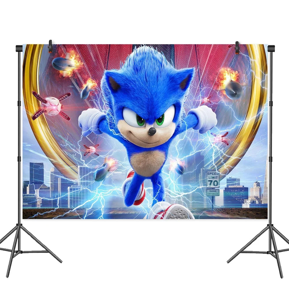 Décor de Fond Fête d'Anniversaire Sonic