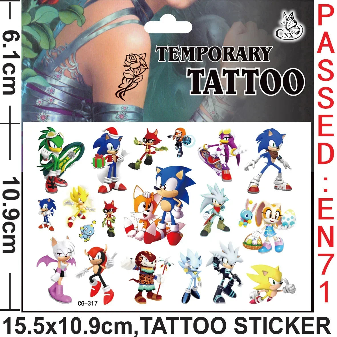 Planche de Tatouages Éphémères Sonic - Sonic et Silver