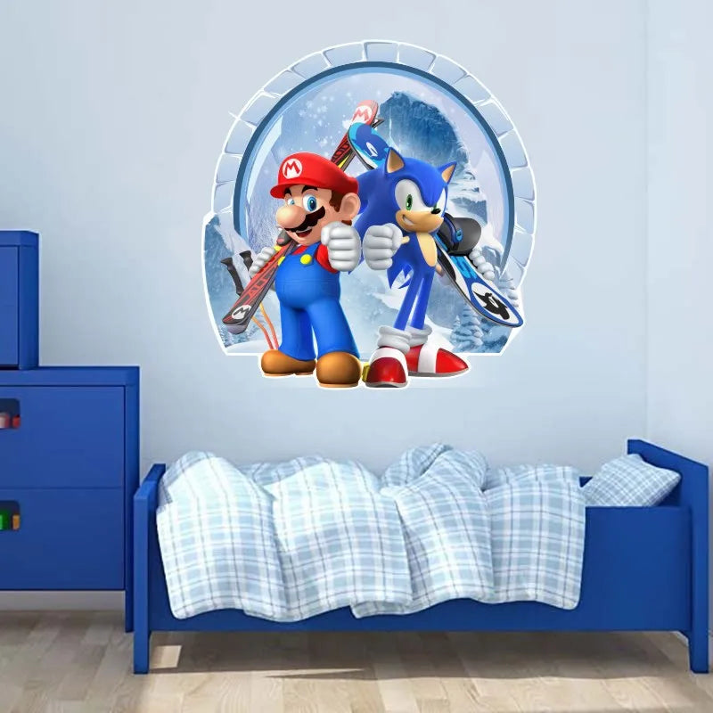 Sticker Mural Sonic et Mario