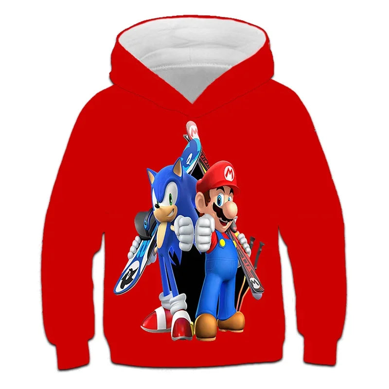 Pull Enfant Sonic et Mario au Ski