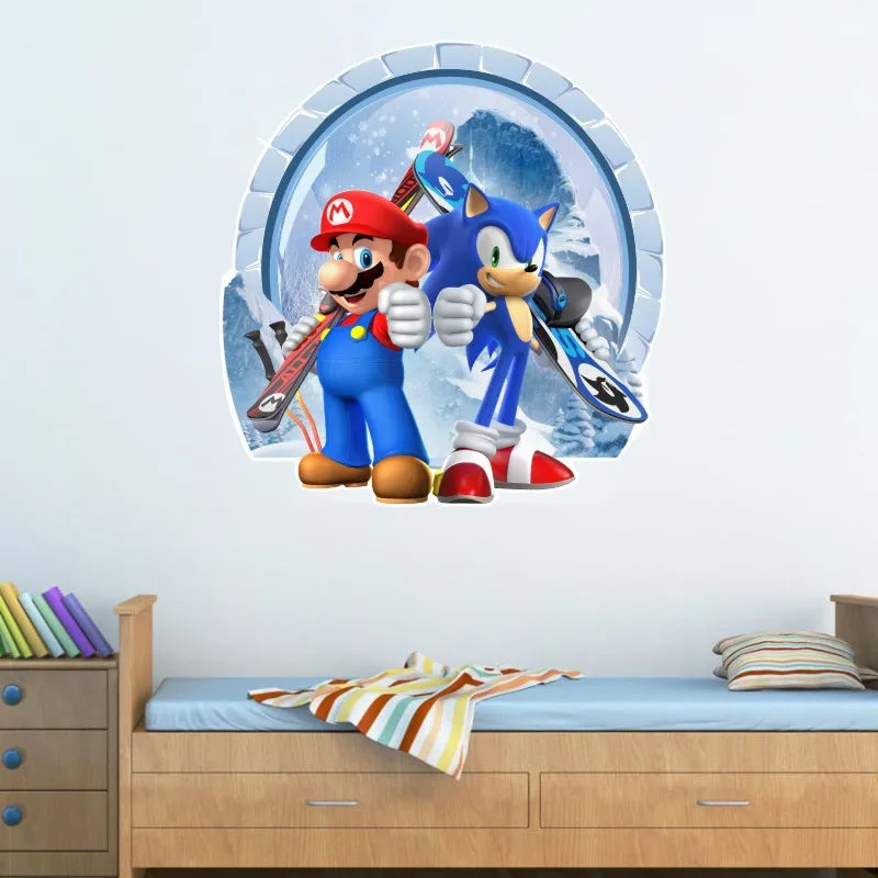 Sticker Mural Sonic et Mario