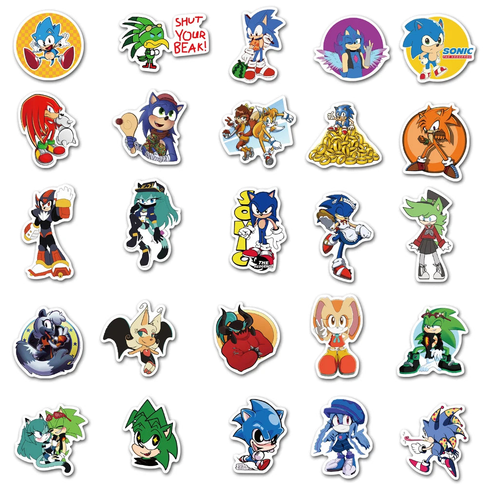 Lot de 50 Autocollants Sonic