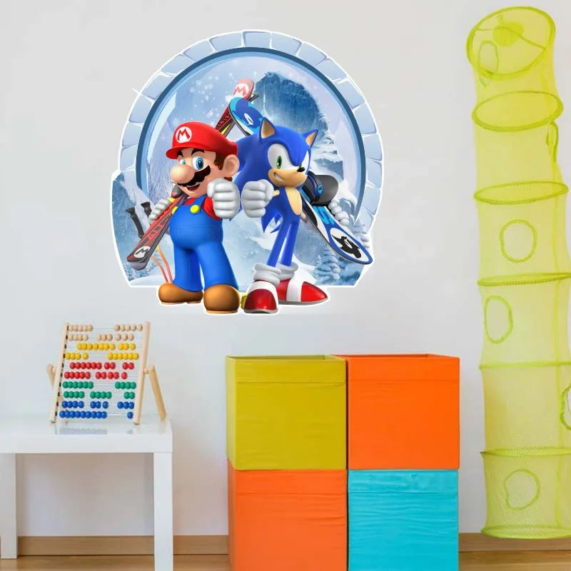 Sticker Mural Sonic et Mario