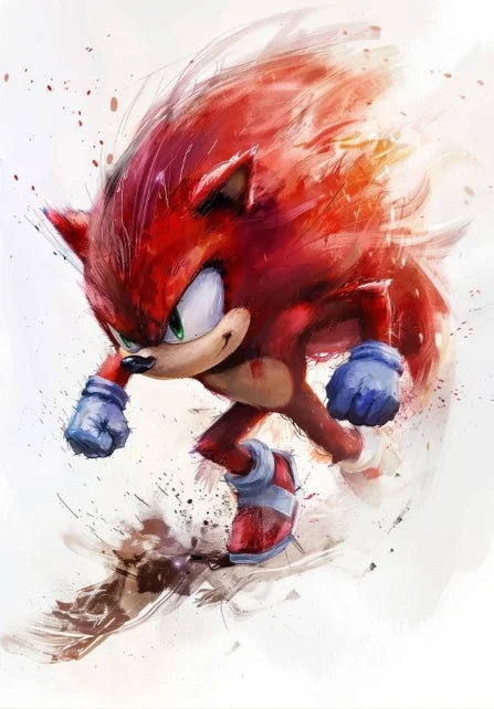 Tableau Sonic - Knuckles Aquarelle