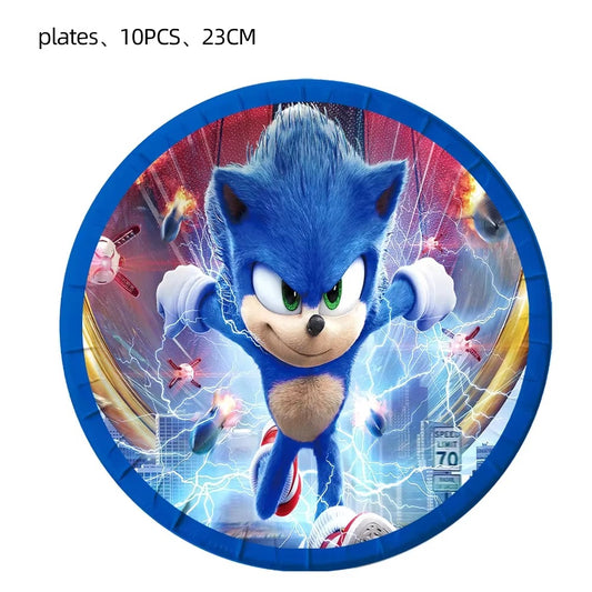 Assiettes Anniversaire Sonic 23 cm - Lot de 10