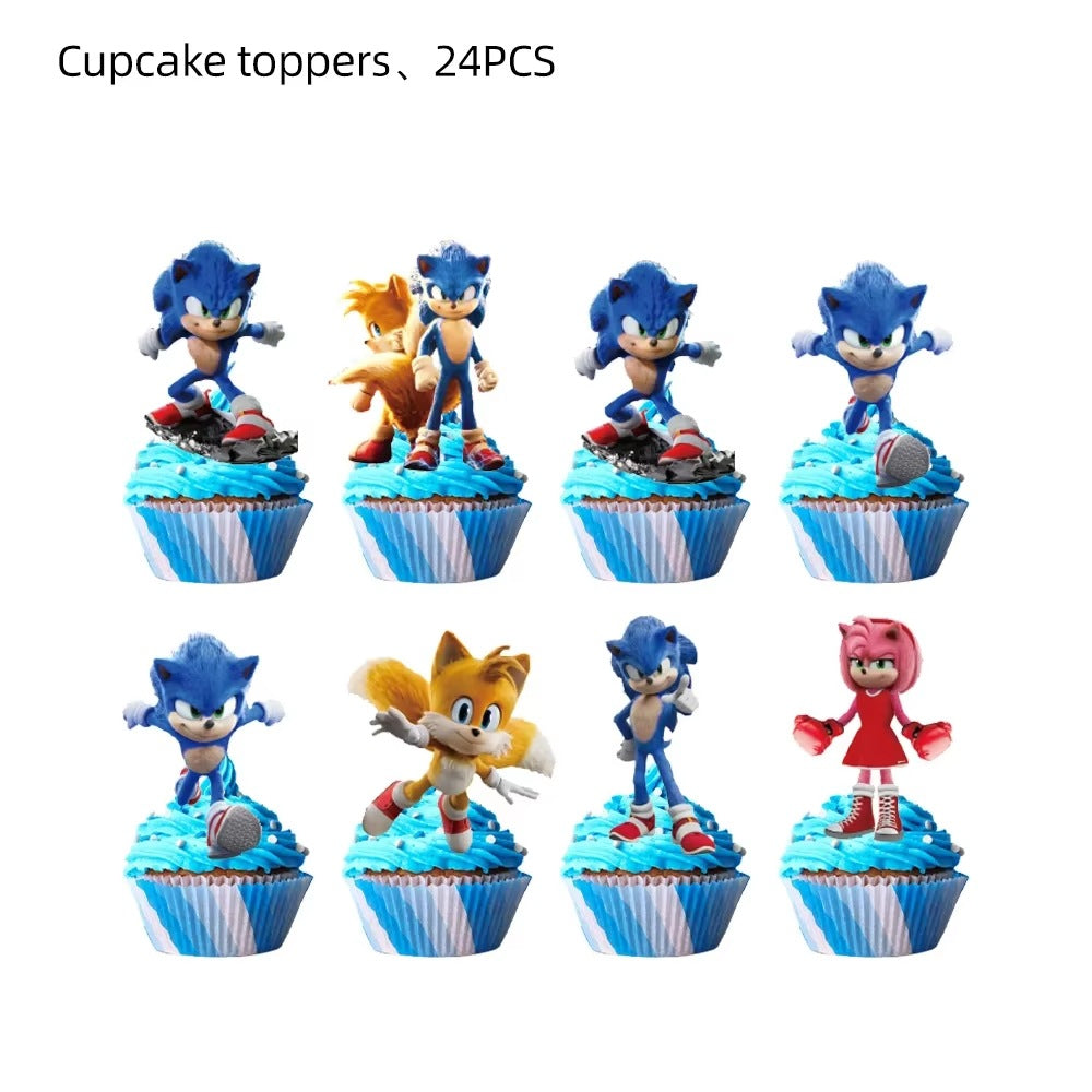 Toppers Cupcakes Sonic - Lot de 24