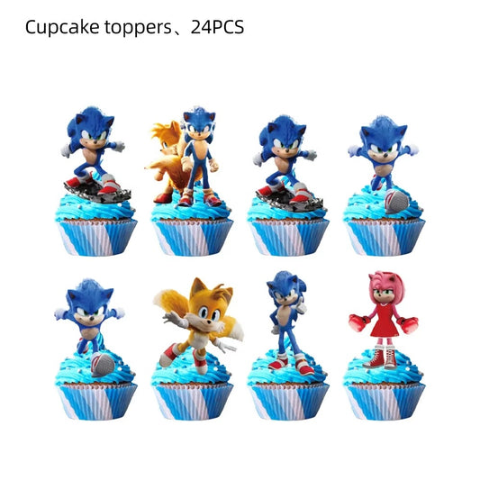 Toppers Cupcakes Sonic - Lot de 24